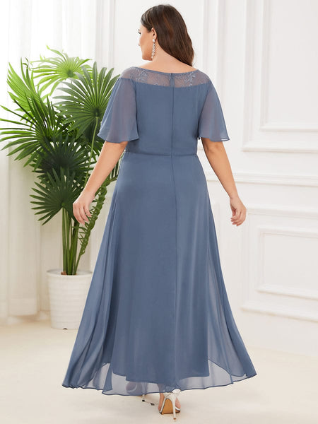 Elegant Boat Neck A-Line Midi Dress with Asymmetrical Hemlines