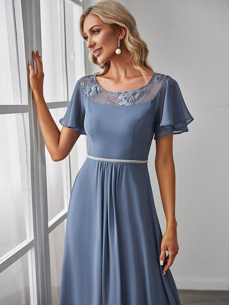 Elegant Boat Neck A-Line Midi Dress with Asymmetrical Hemlines