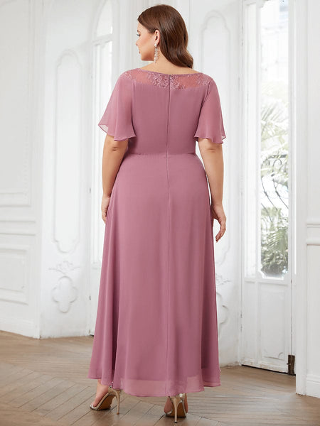 Elegant Boat Neck A-Line Midi Dress with Asymmetrical Hemlines