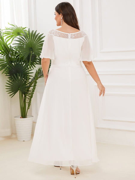 Elegant Chiffon Mother of the Bride Dress with Ruffle Sleeves and Asymmetrical Hem