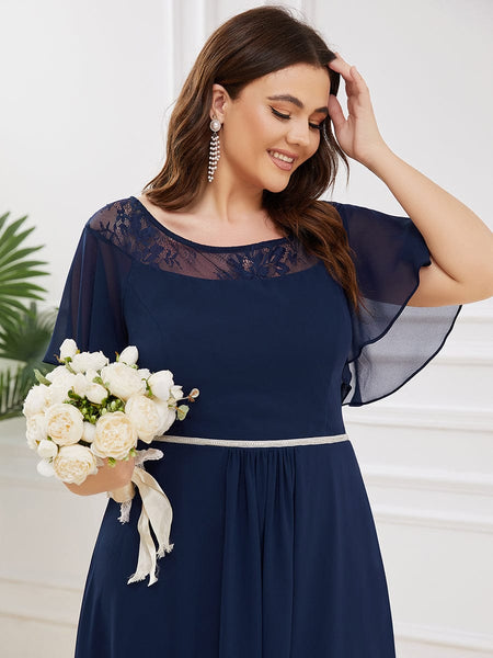 Elegant Chiffon Mother of the Bride Dress with Ruffle Sleeves and Asymmetrical Hem