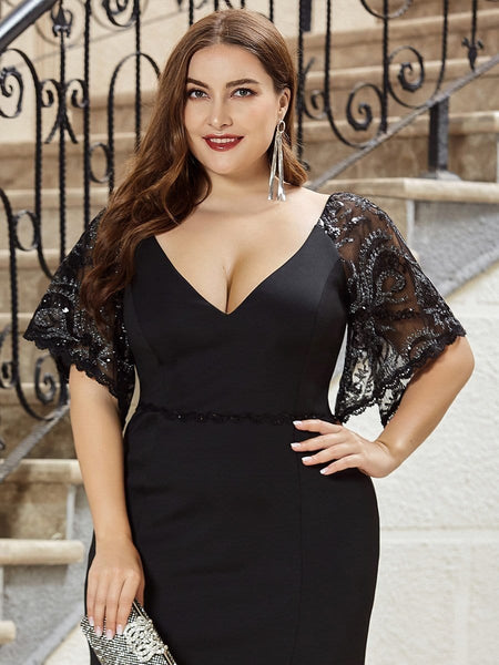 Elegant Curve Embracing V-Neck Mermaid Evening Gown