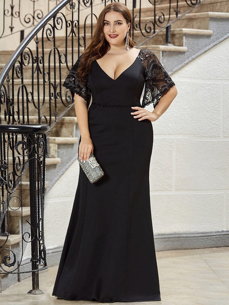 Elegant Curve Embracing V-Neck Mermaid Evening Gown