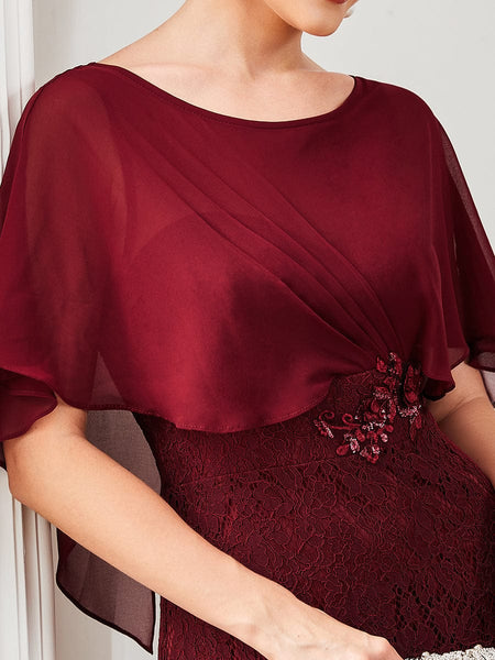 Elegant Fishtail Ruffles Sleeves Mother of Bridesmaid Gown