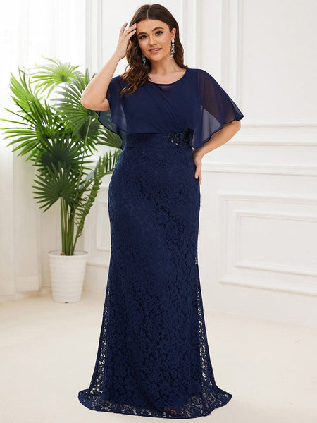 Elegant Fishtail Ruffles Sleeves Mother of Bridesmaid Gown