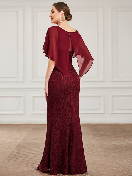 Elegant Fishtail Ruffles Sleeves Mother of Bridesmaid Gown