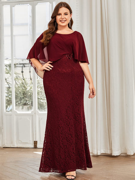 Elegant Fishtail Ruffles Sleeves Mother of Bridesmaid Gown