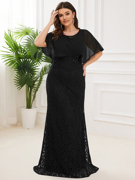 Elegant Fishtail Ruffles Sleeves Mother of Bridesmaid Gown