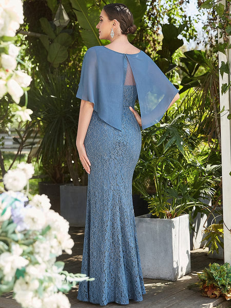 Elegant Fishtail Ruffles Sleeves Mother of Bridesmaid Gown