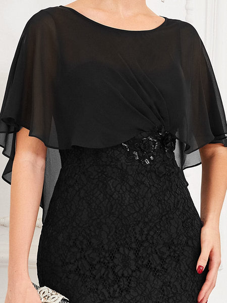 Elegant Fishtail Ruffles Sleeves Mother of Bridesmaid Gown