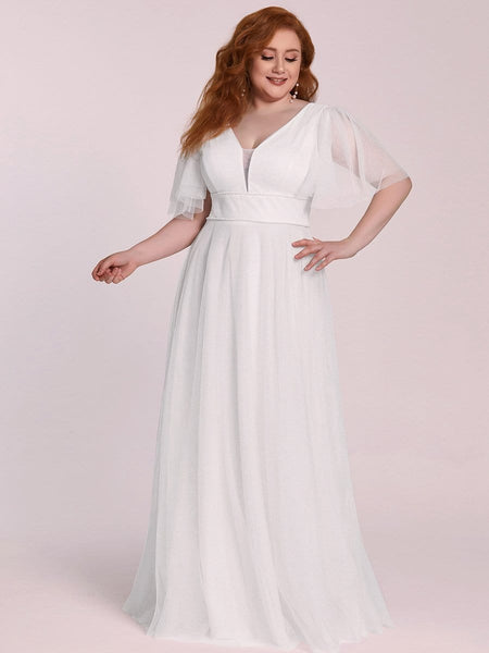 Elegant Golden Stamped Ruffle Sleeve Evening Gown