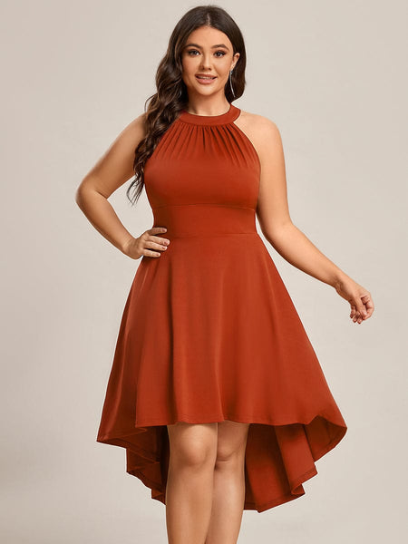 Women's Forest Green High-Low V-Neck Cocktail Dress