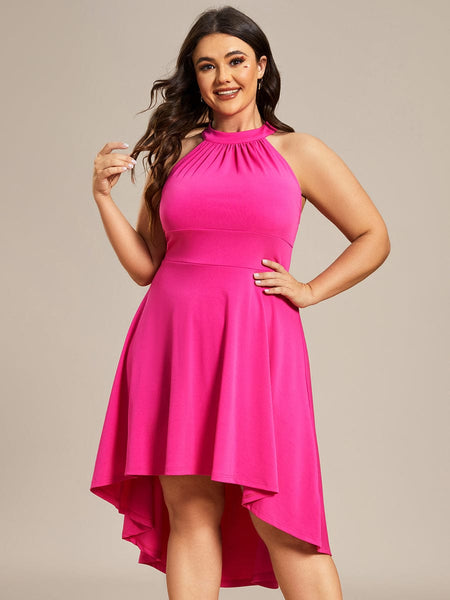 Women's Forest Green High-Low V-Neck Cocktail Dress