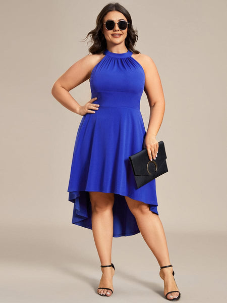 Women's Forest Green High-Low V-Neck Cocktail Dress