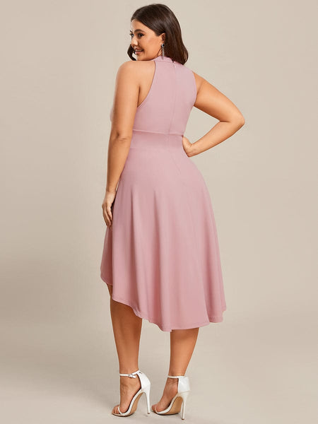 Women's Forest Green High-Low V-Neck Cocktail Dress