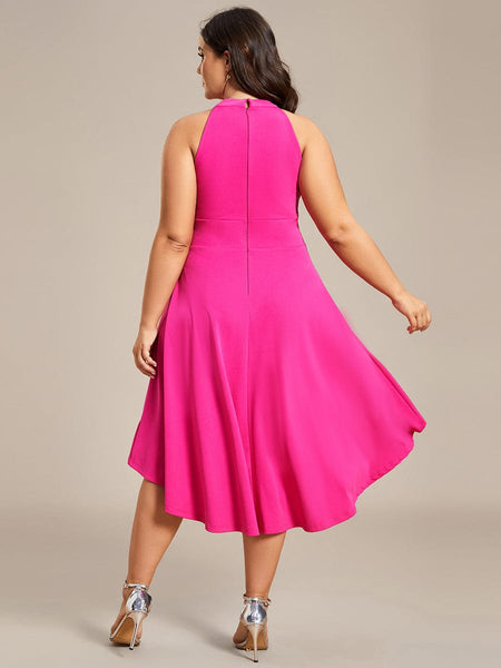 Women's Forest Green High-Low V-Neck Cocktail Dress