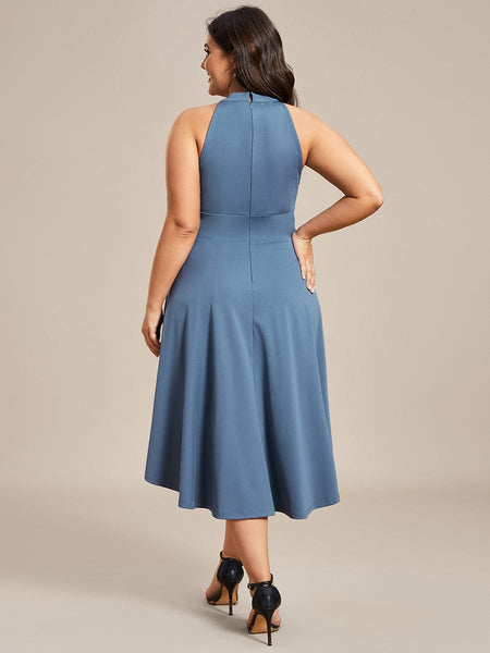Women's Forest Green High-Low V-Neck Cocktail Dress