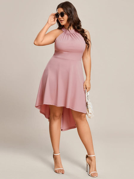Women's Forest Green High-Low V-Neck Cocktail Dress