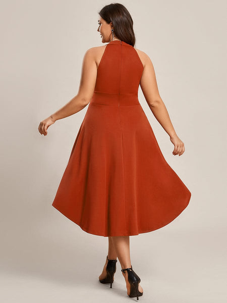 Women's Forest Green High-Low V-Neck Cocktail Dress