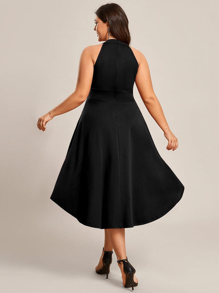 Women's Forest Green High-Low V-Neck Cocktail Dress