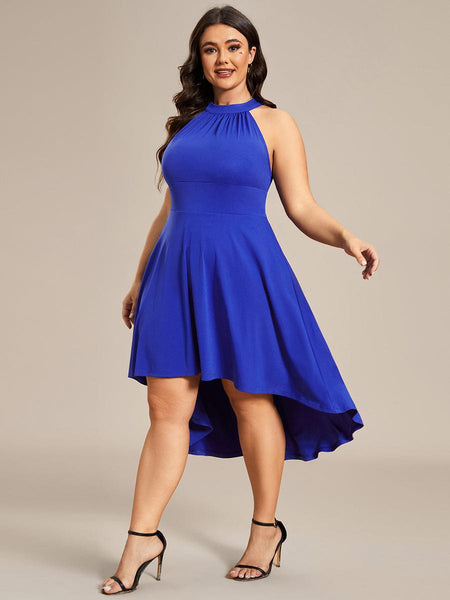 Women's Forest Green High-Low V-Neck Cocktail Dress