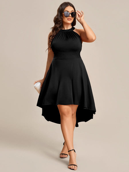 Women's Forest Green High-Low V-Neck Cocktail Dress