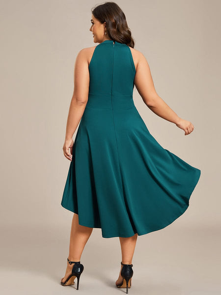 Women's Forest Green High-Low V-Neck Cocktail Dress