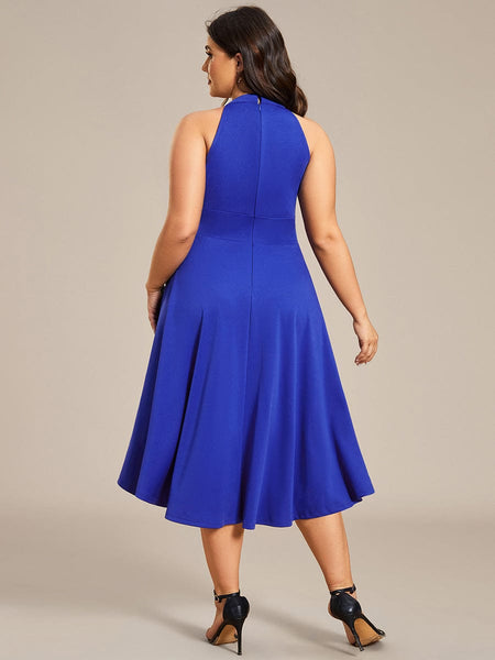Women's Forest Green High-Low V-Neck Cocktail Dress