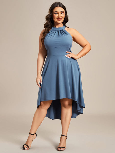 Women's Forest Green High-Low V-Neck Cocktail Dress