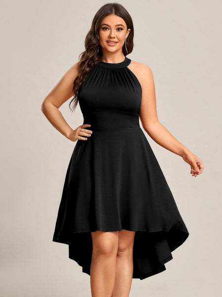 Women's Forest Green High-Low V-Neck Cocktail Dress