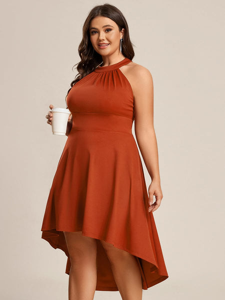 Women's Forest Green High-Low V-Neck Cocktail Dress