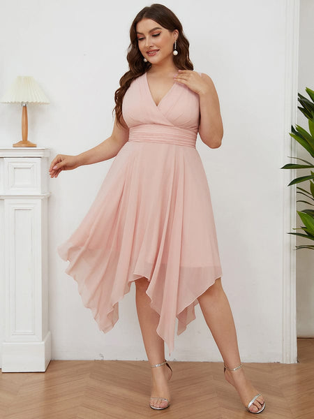 Elegant Knee-Length Chiffon Bridesmaid Dress with Unique Hem