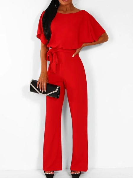 Elegant Lace-up Short-sleeved Women's Romper