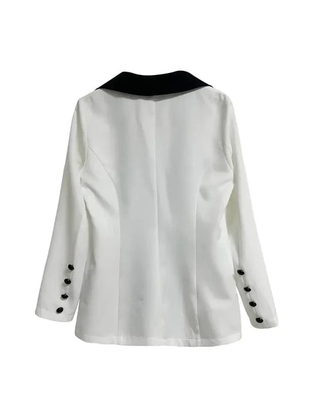 Elegant Lapel Open Front Blazer with Color Block Design