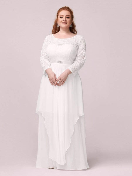 Elegant Long Sleeve Lace Mother Dress with Floral Details