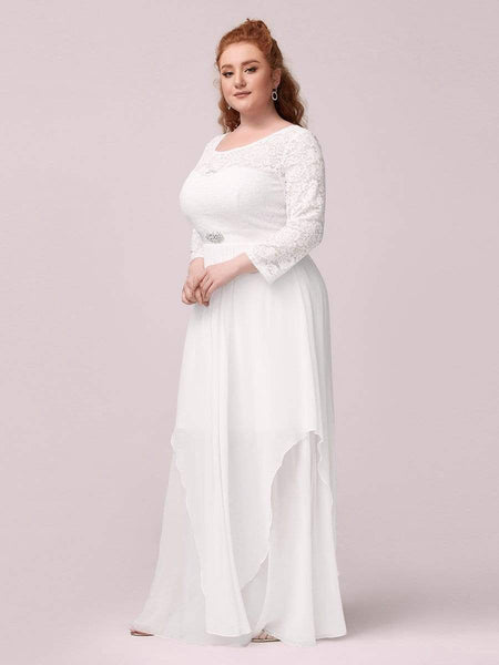 Elegant Long Sleeve Lace Mother Dress with Floral Details