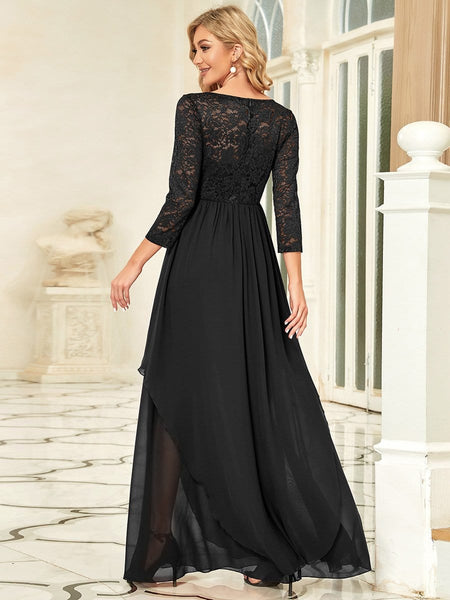 Elegant Long Sleeve Lace Mother Dress with Floral Details