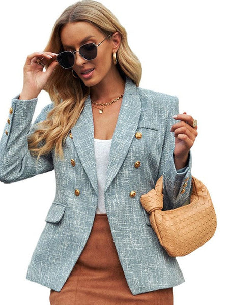 Women's Elegant V Neck Double Breasted Solid Coat Dress