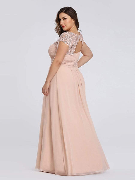 elegant maxi long lace cap sleeve bridesmaid dress Long Cap Sleeve Mother of the Bride Formal Dress