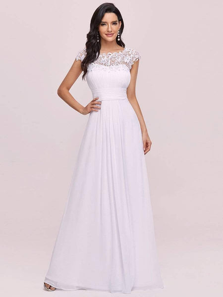 elegant maxi long lace cap sleeve bridesmaid dress Sleeves Lace And Chiffon Bridesmaid Dresses Elegant Maxi Long Lace Cap Sleeve Bridesmaid Dress