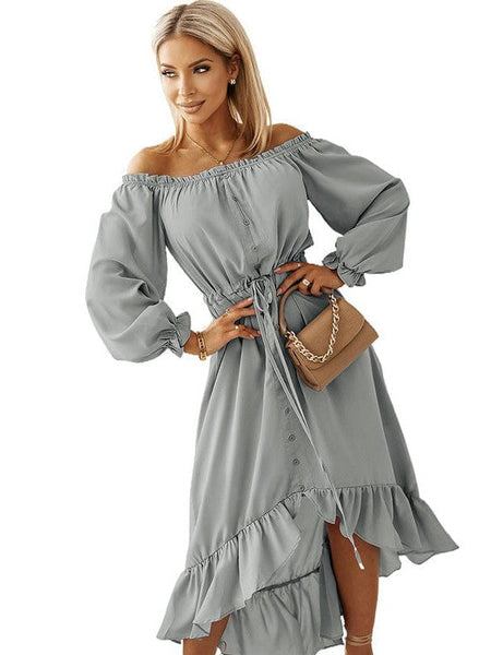 Elegant One-Shoulder Slimming Long Dress With Pleated Skirt