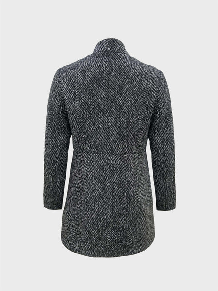 Women's Herringbone Tailored Open Front Blazer with Dual Pockets