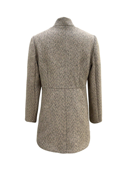 Women's Herringbone Tailored Open Front Blazer with Dual Pockets