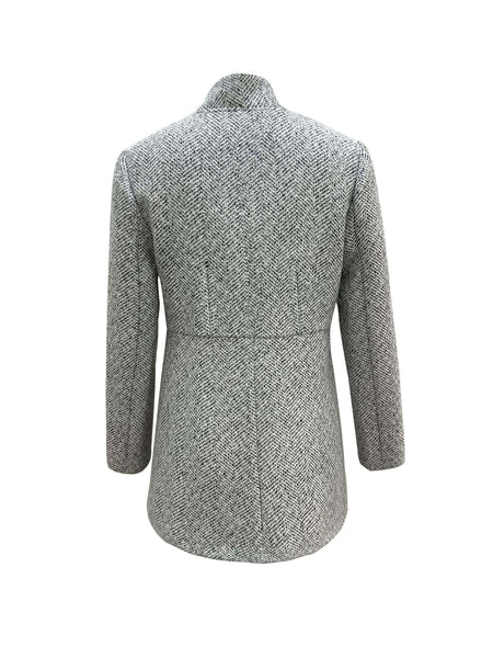 Women's Herringbone Tailored Open Front Blazer with Dual Pockets