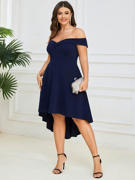 Elegant Plus Size Off-Shoulder A-Line Evening Gown