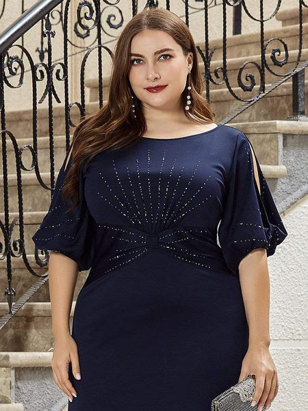 Elegant Plus Size Sparkling Bodycon Maxi Mermaid Evening Gown