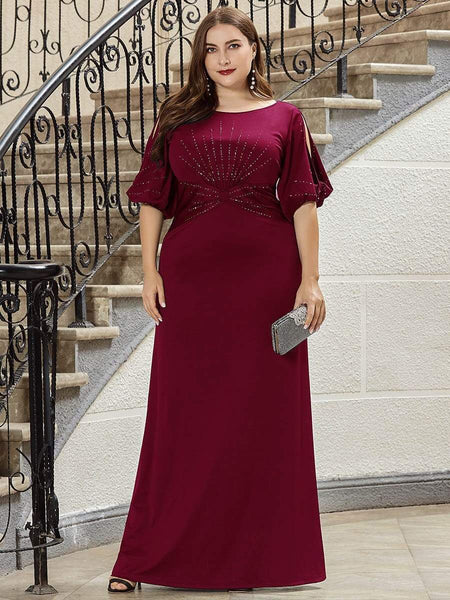 Elegant Plus Size Sparkling Bodycon Maxi Mermaid Evening Gown