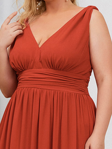 Chic V-Neck Chiffon Evening Gown for Plus Size Ladies
