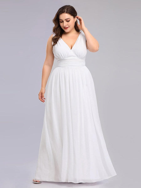 Chic V-Neck Chiffon Evening Gown for Plus Size Ladies