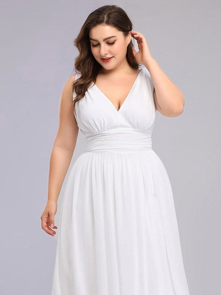 Chic V-Neck Chiffon Evening Gown for Plus Size Ladies